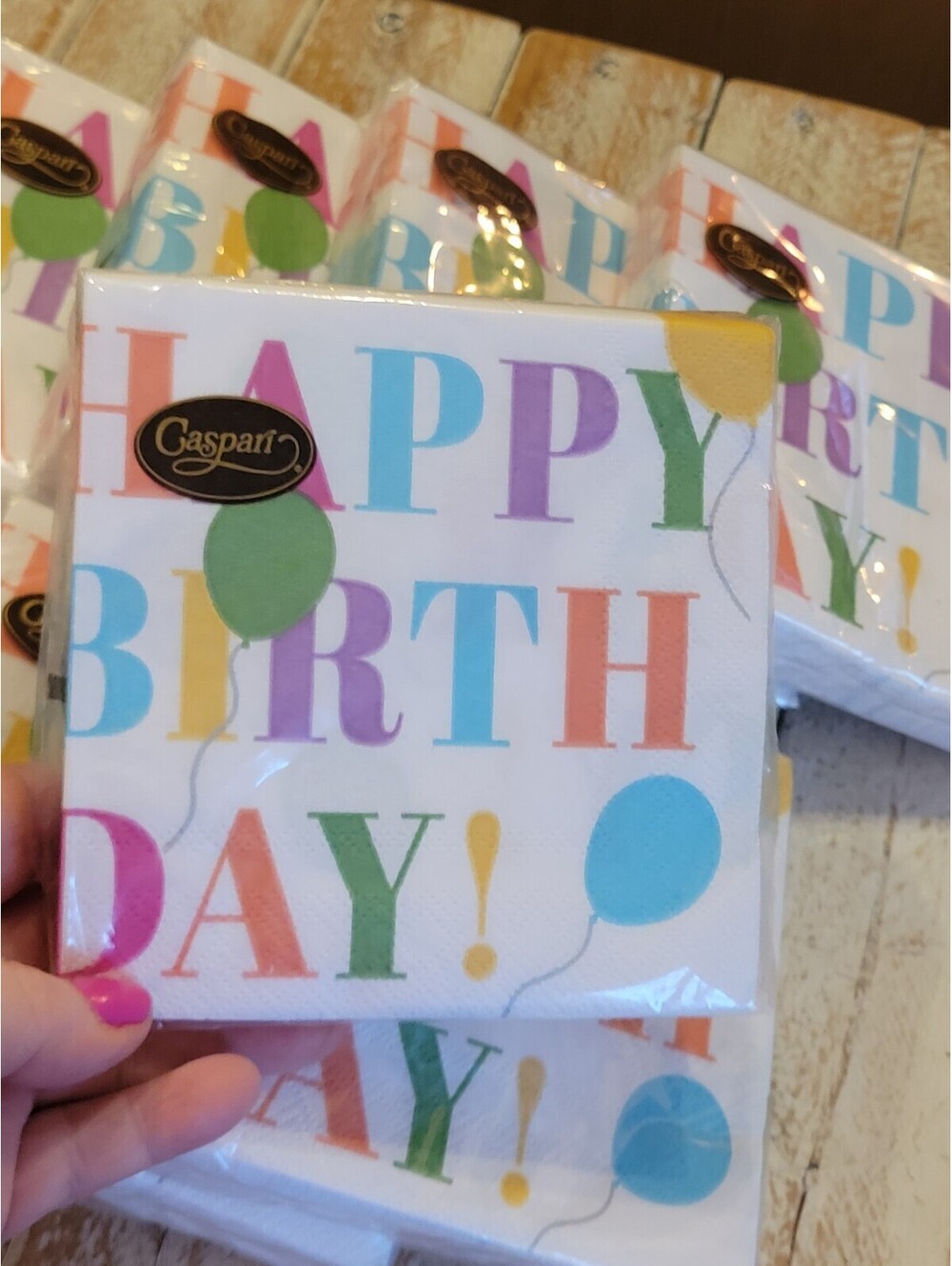 9 Packs Caspari Happy Birthday Surprise Colors Triple Ply Napkins Lunch Dinner